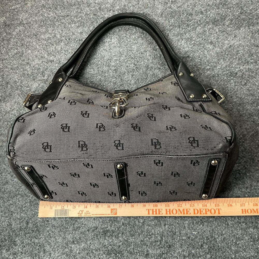 Vintage Dooney & Bourke Gray/Black Tulip Satchel Logo Purse With Clip - Picture 7 of 10